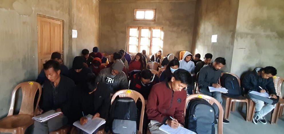 Students in Noklak attending the free coaching class for various departmental exams.